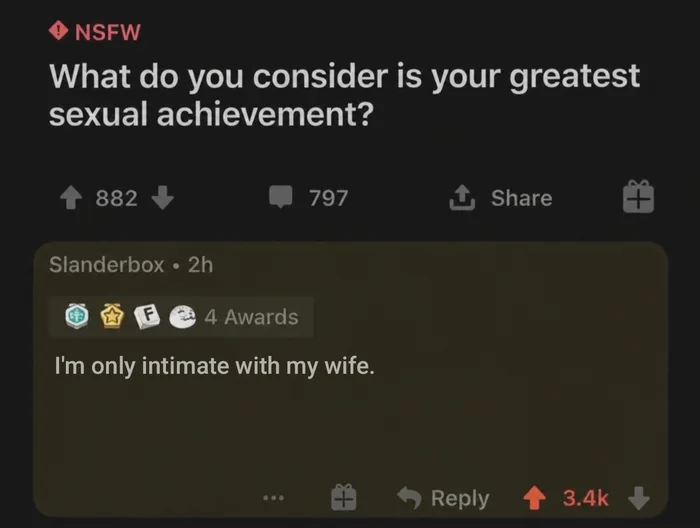 A Reddit User's Unexpected Answer to a Question About Sexual Achievements