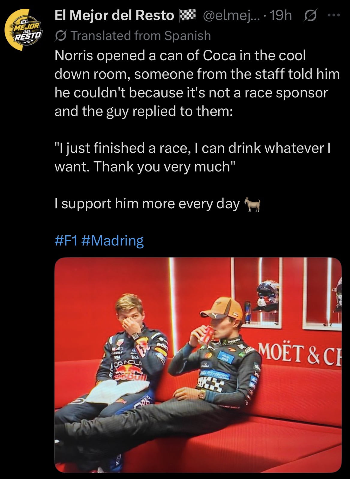 Lando Norris Defies Sponsor Restrictions in F1 Cool Down Room - Interesting on Aviaclip