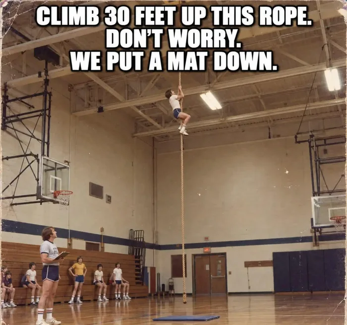 A Look Back at Old-School Physical Education Rope Climbing - Funny on Aviaclip