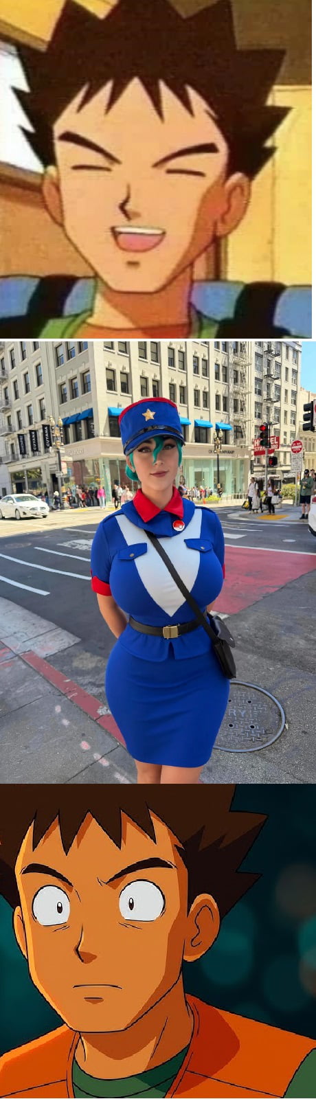 Brock from Pokémon Reacts to a Real-Life Officer Jenny Cosplay - Memes on Aviaclip