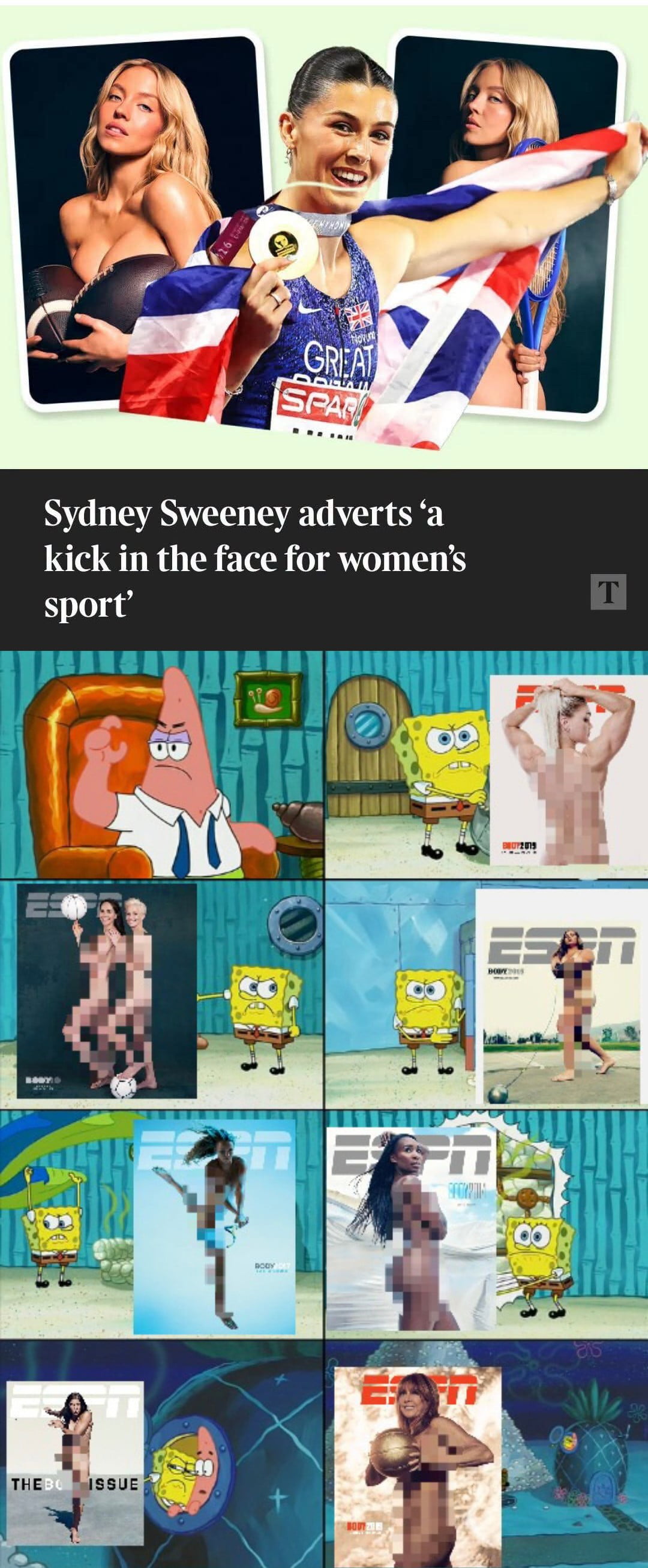 Meme Compares Sydney Sweeney Ad Controversy to Past ESPN Body Issue Covers