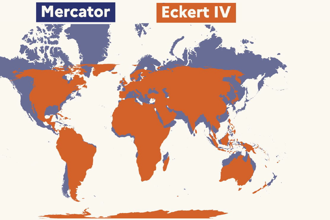 Comparing Map Projections: Mercator vs. Eckert IV