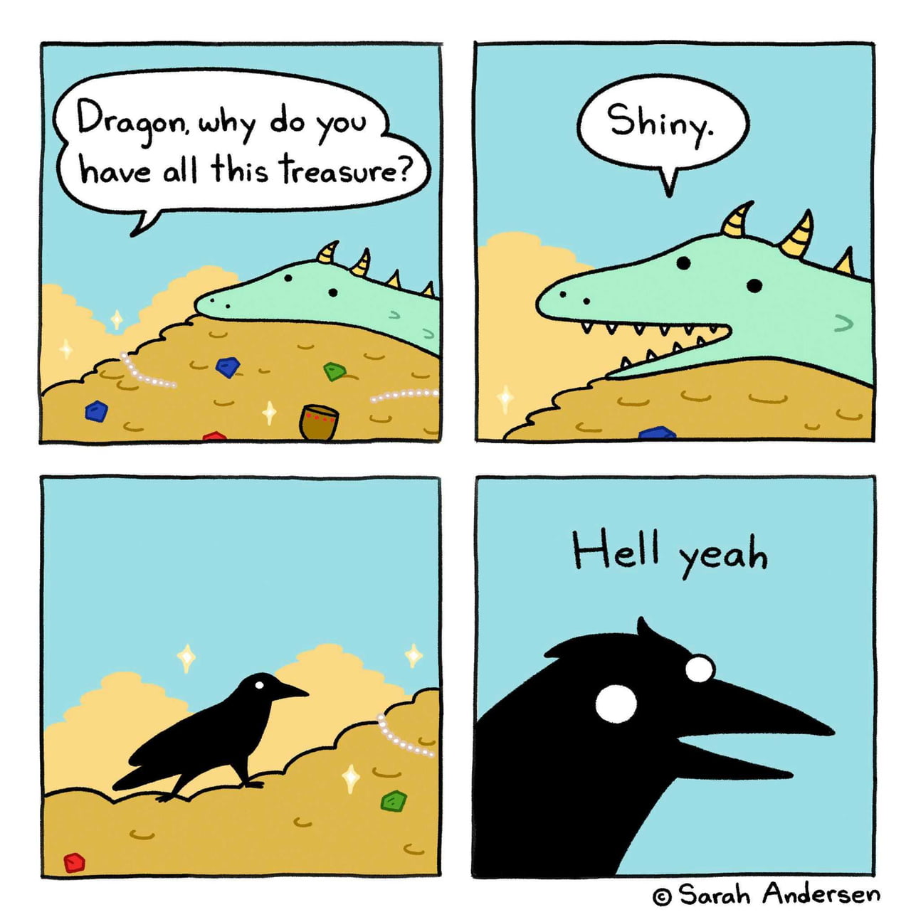 A Dragon and a Crow Find Common Ground Over Shiny Treasure - Funny on Aviaclip