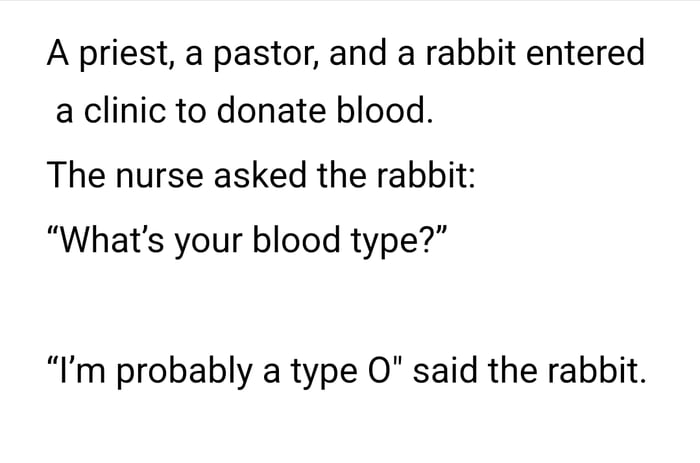 A Rabbit Walks Into a Clinic: A Punny Joke About Blood Types - Funny on Aviaclip