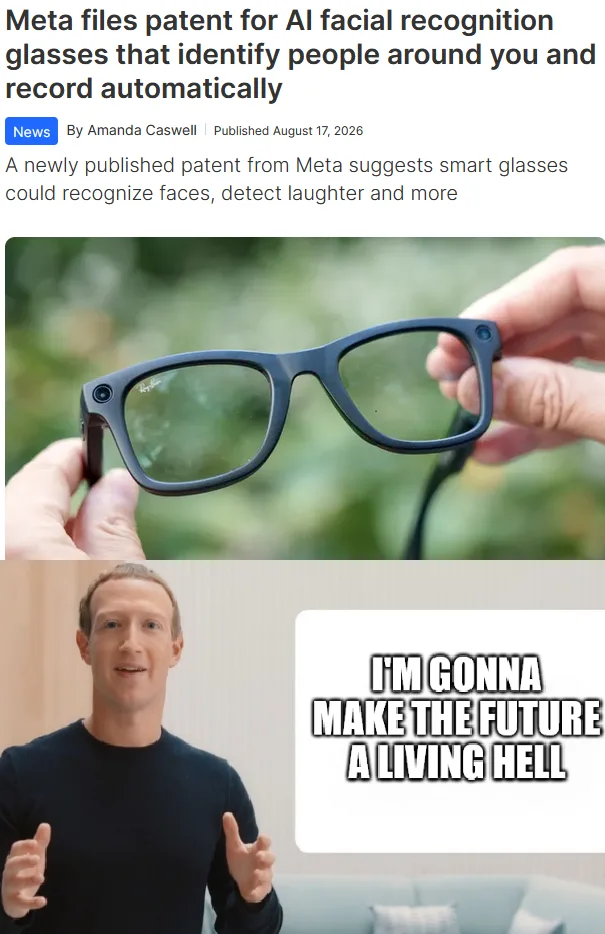 Meta Files Patent for Smart Glasses Capable of Facial Recognition and Automatic Recording