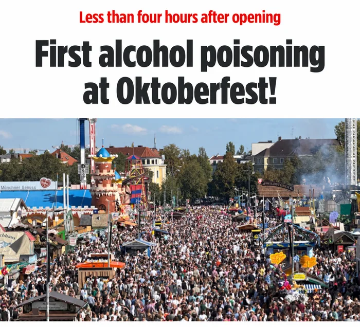 Oktoberfest Records First Case of Alcohol Poisoning Within Hours of Opening