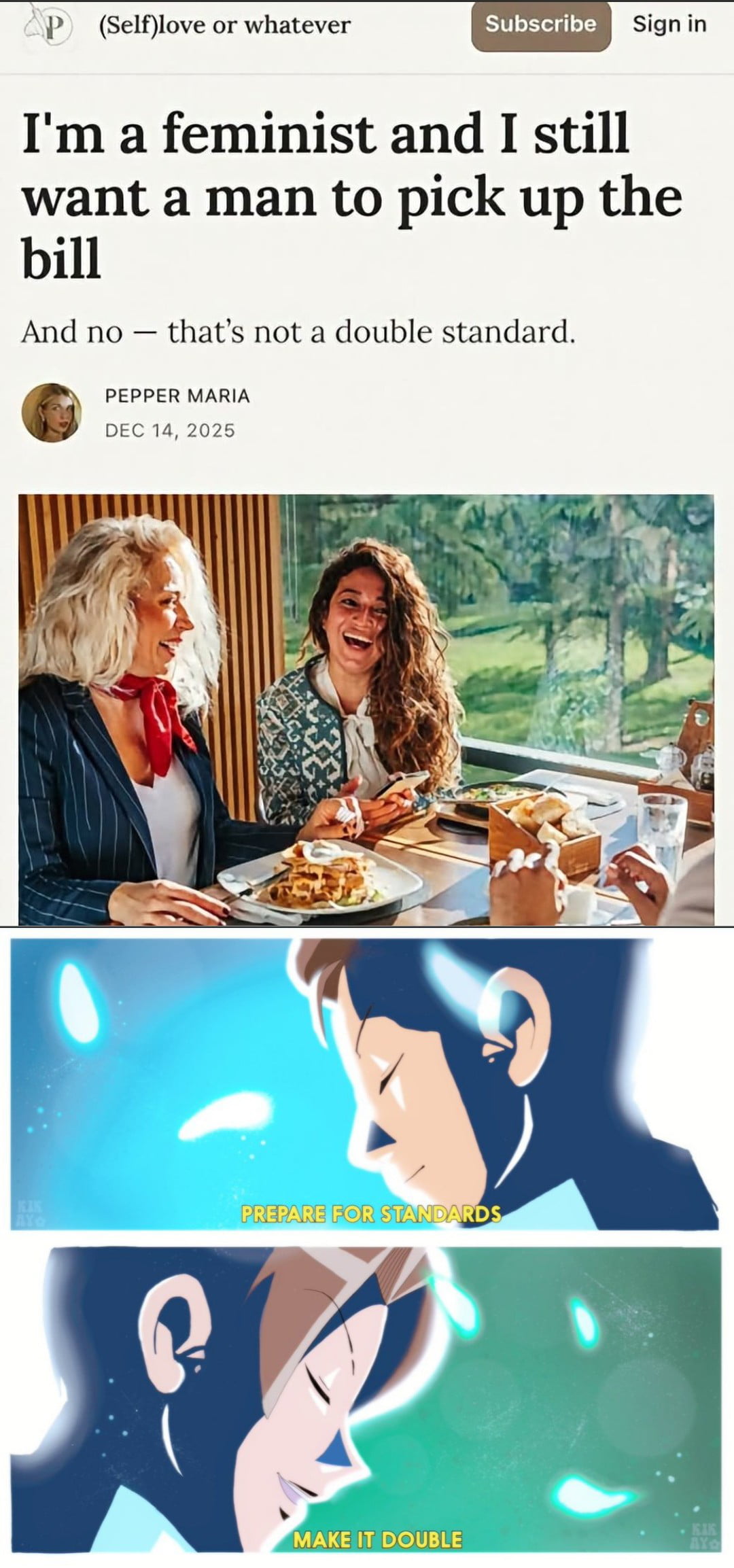 Article Claiming Feminism and Expecting Men to Pay for Dates Sparks Debate - Memes on Aviaclip