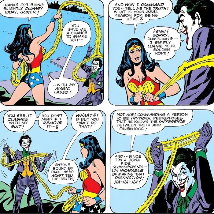 Wonder Woman's Lasso of Truth Meets the Joker's Logic - Memes on Aviaclip