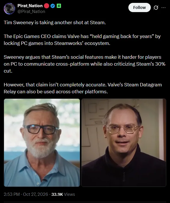 I seriously dream of having balls and the audacity of Tim Sweeney to spew horseshit like this