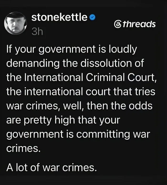 Viral Threads Post Questions Government Opposition to the International Criminal Court - Memes on Aviaclip