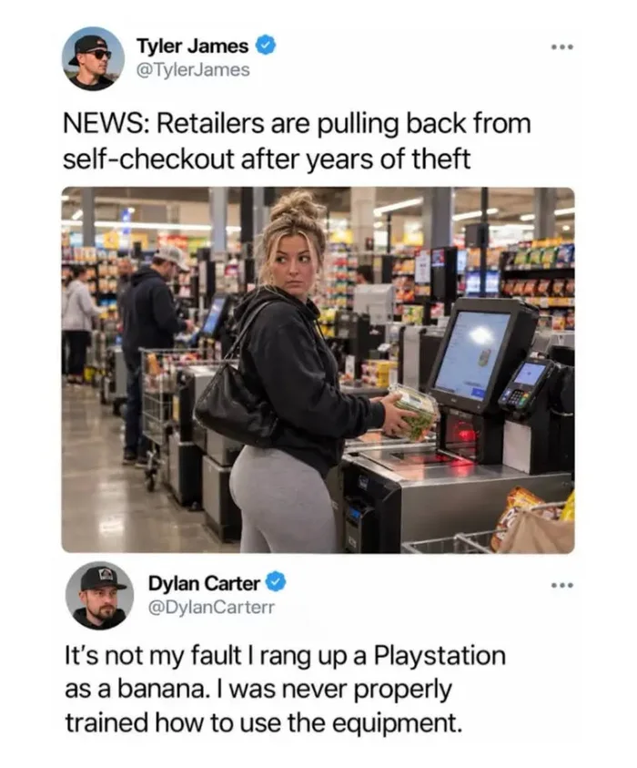 Retailers Reconsider Self-Checkout Systems Amid Rising Theft Concerns - Memes on Aviaclip