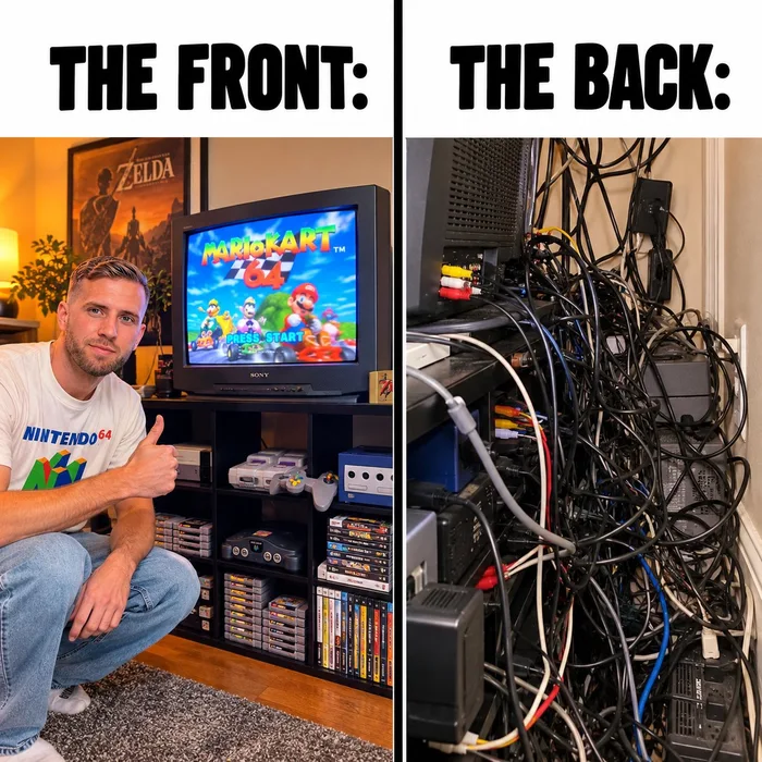 The Reality of Retro Gaming Setups: Front vs. Back