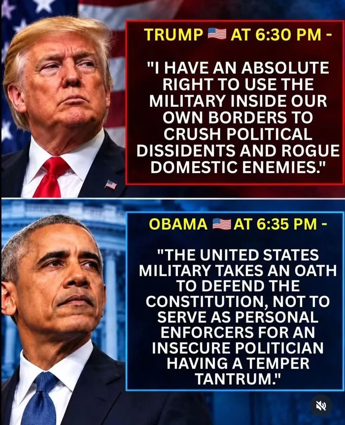 Comparing Contrasting Statements on Military Use from Trump and Obama - Memes on Aviaclip