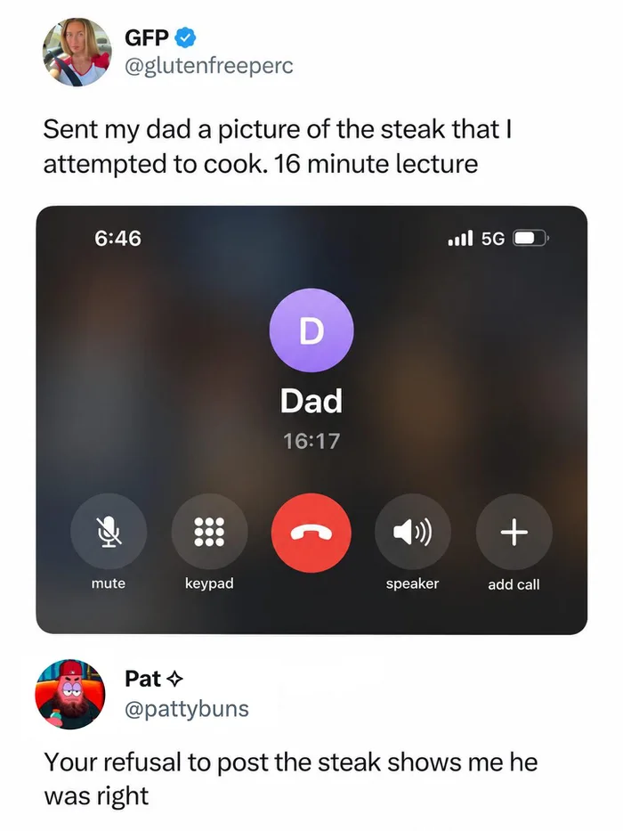 A Failed Steak Attempt Leads to a 16-Minute Lecture from Dad - Funny on Aviaclip