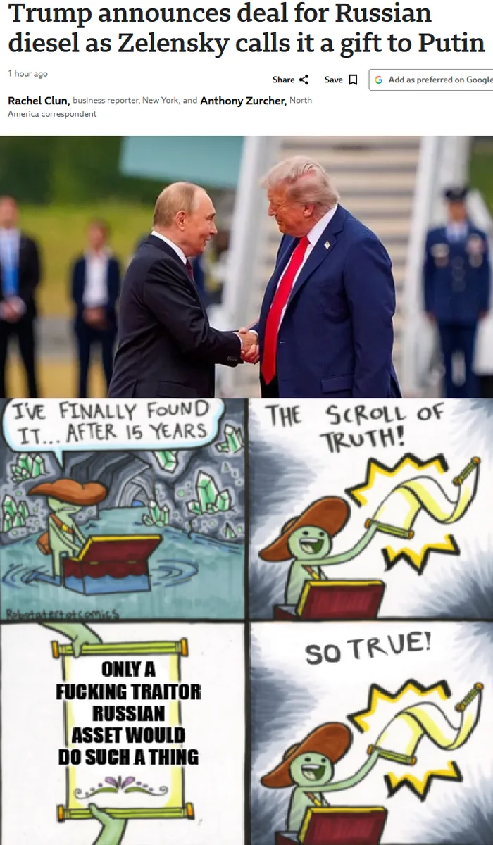 Political Commentary Combines News Headline with 'Scroll of Truth' Meme - Memes on Aviaclip