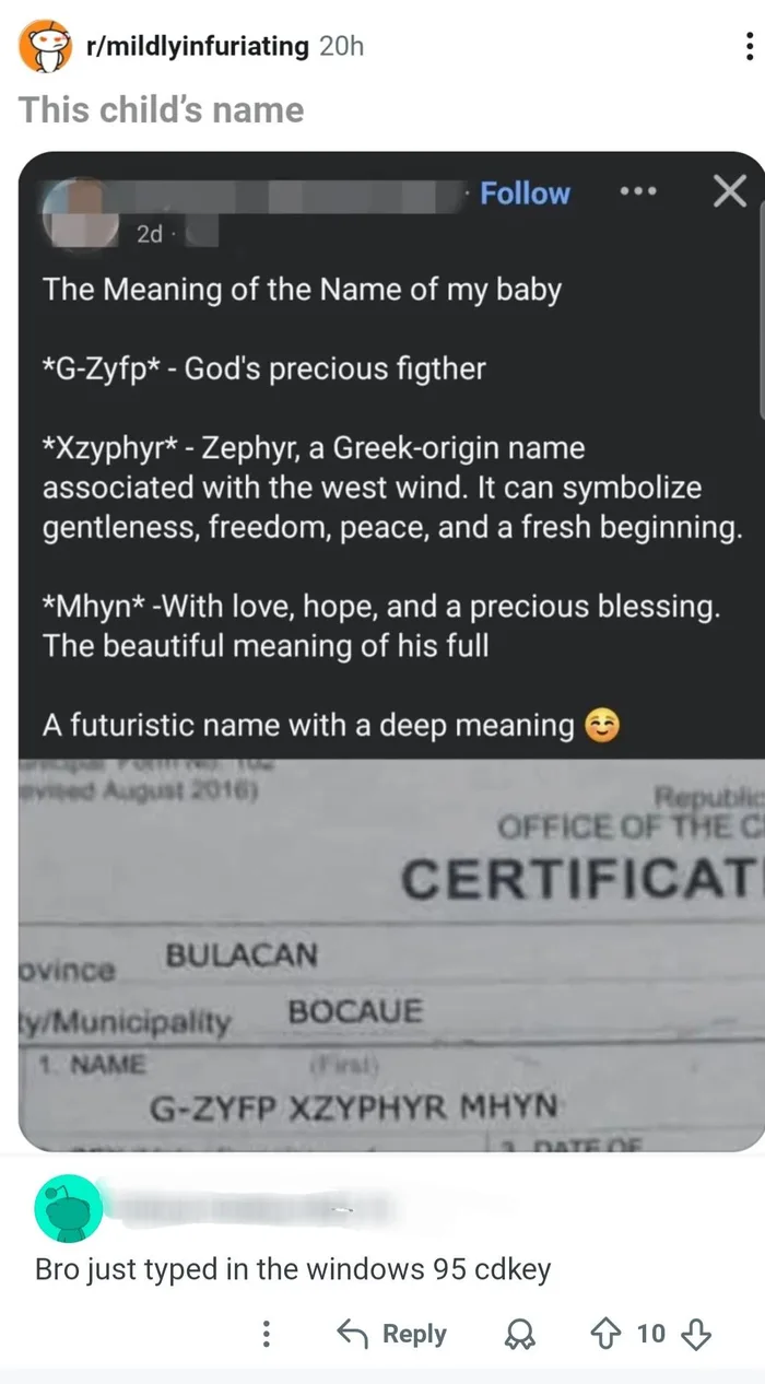 Parents Choose Unique 'Futuristic' Name for Baby That Resembles a Software Activation Key - Funny on Aviaclip