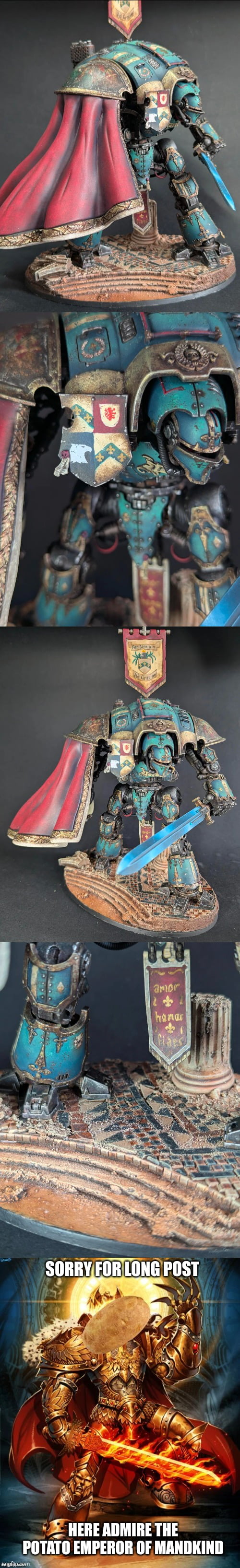Intricately Painted Warhammer 40,000 Imperial Knight Miniature