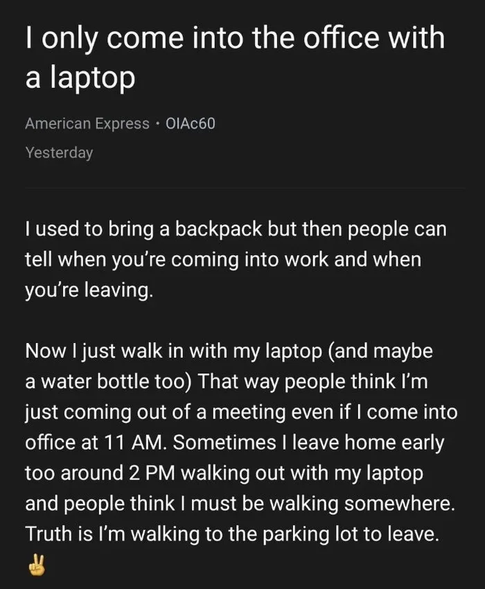The Laptop Strategy: A Creative Approach to Office Attendance - Funny on Aviaclip