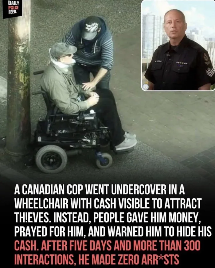 Undercover Canadian Police Officer Tests Public Honesty in Wheelchair Sting - Wholesome on Aviaclip