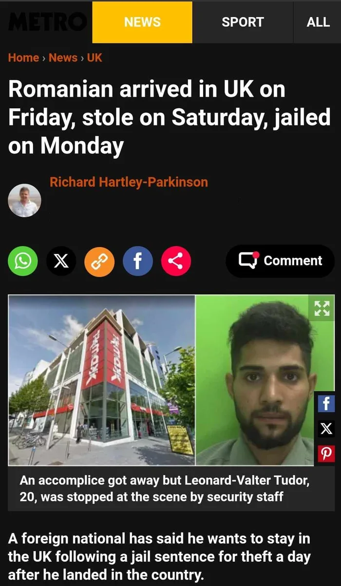 News Report Details Rapid Arrest of Foreign National Following Theft in the UK