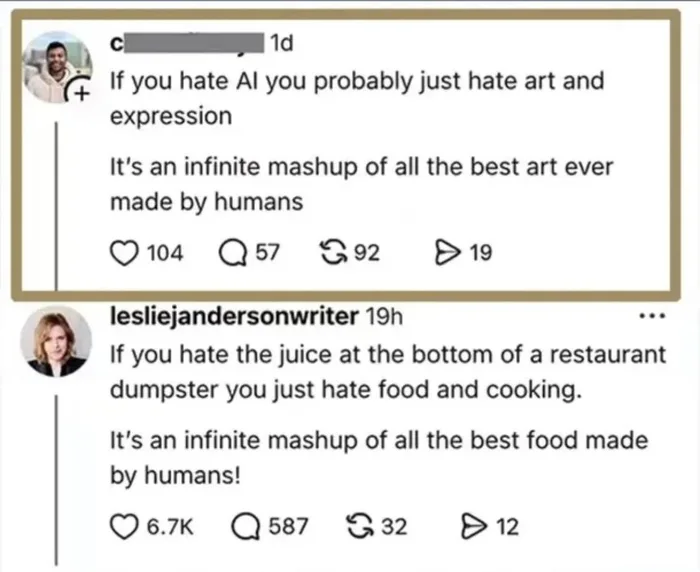 A Viral Social Media Exchange Compares AI Art to Dumpster Juice