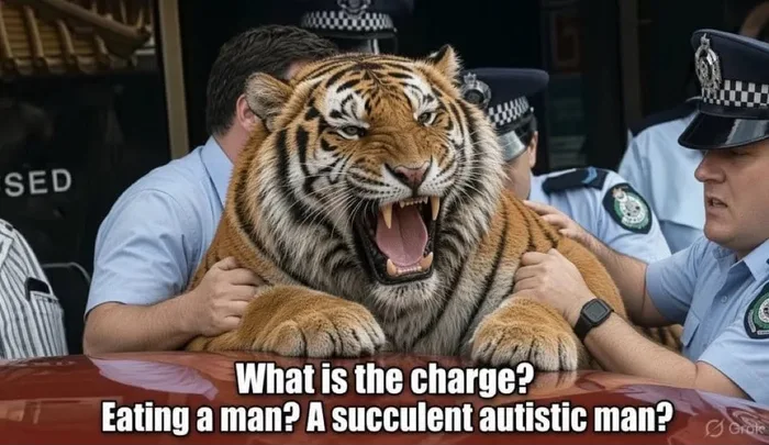 AI-Generated Meme Features a Tiger Being Arrested by Police - Memes on Aviaclip