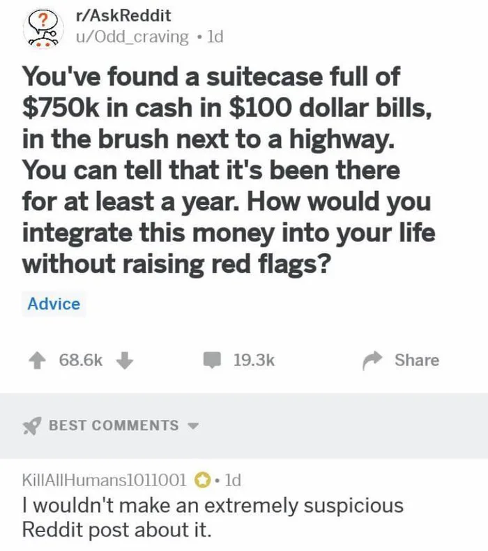 The Most Suspicious Way to Ask for Money Laundering Advice