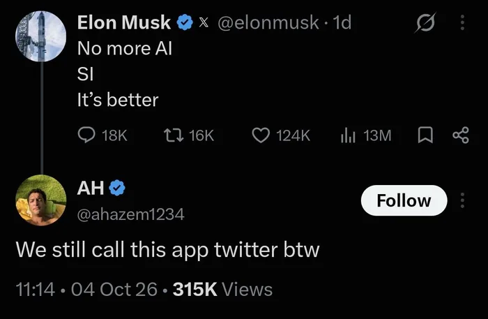Elon Musk Attempts to Rebrand AI as SI, Met With Reminders of Twitter Rebranding - Memes on Aviaclip