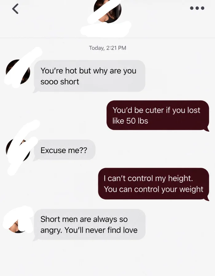 Dating App Exchange Escalates After Height Comment - Memes on Aviaclip