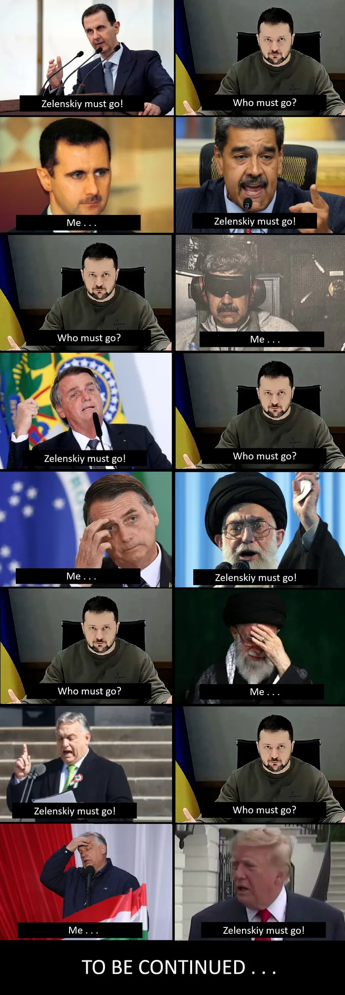 A Satirical Take on Global Leaders Calling for Zelensky's Removal - Memes on Aviaclip