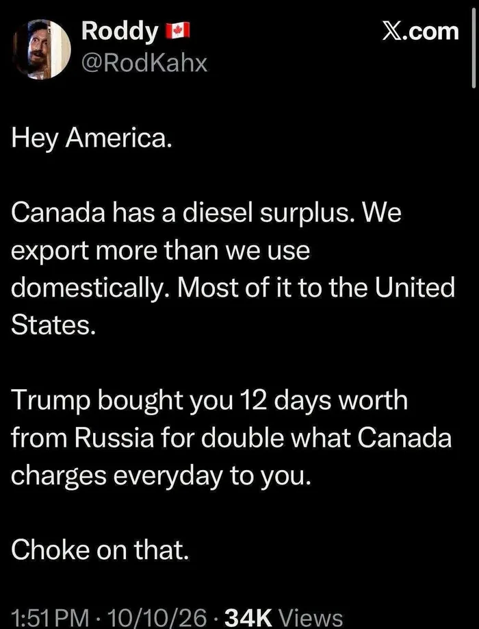 Social Media Post Criticizes U.S. Diesel Import Decisions - Interesting on Aviaclip