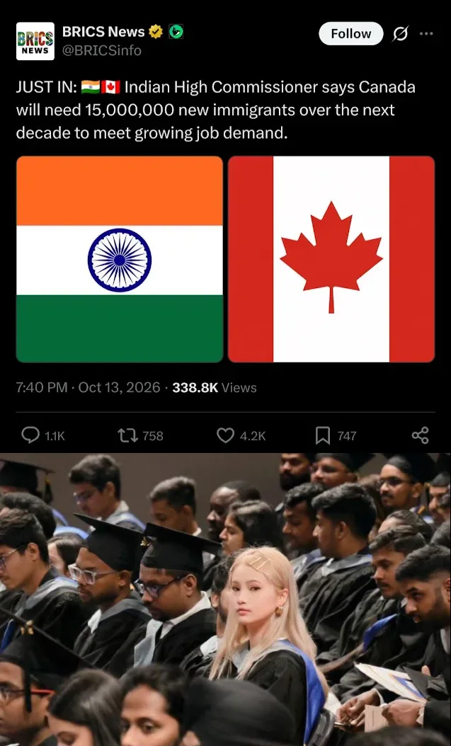 Social Media Post Highlights Projected Canadian Immigration Targets