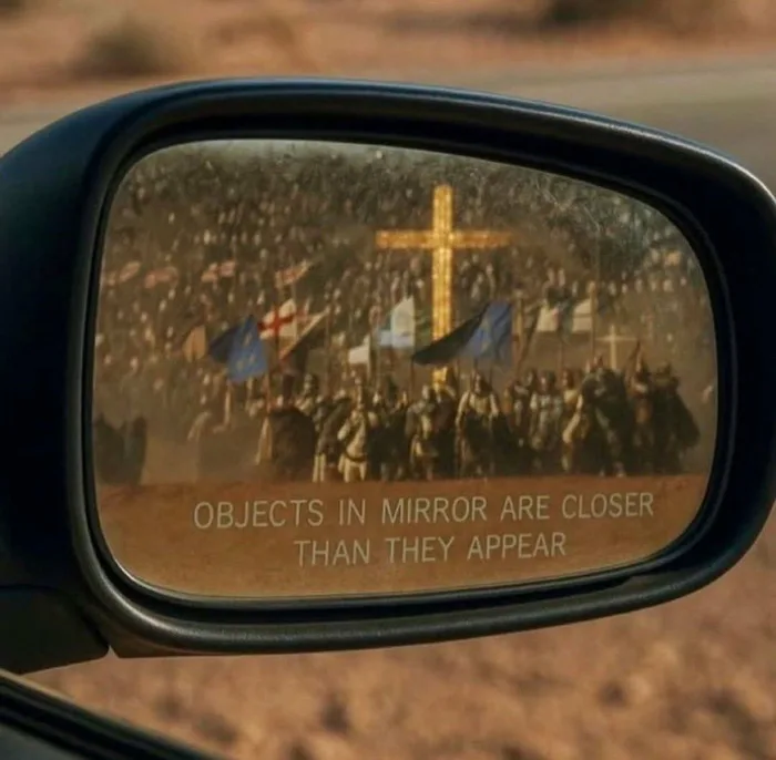 A Creative Take on the Crusades Seen Through a Car Mirror - Memes on Aviaclip