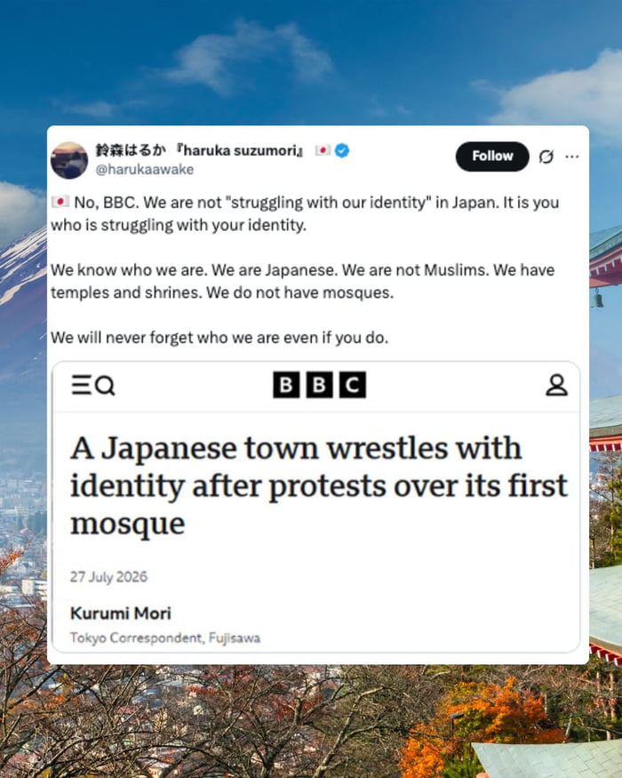 Social Media User Challenges BBC Reporting on Japanese Mosque Protests - Interesting on Aviaclip