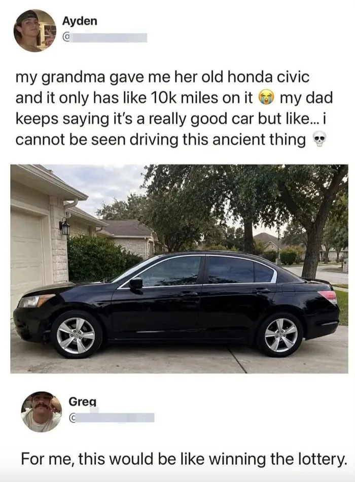 Social Media Post Sparks Debate Over Unappreciative Reaction to Gifted Car