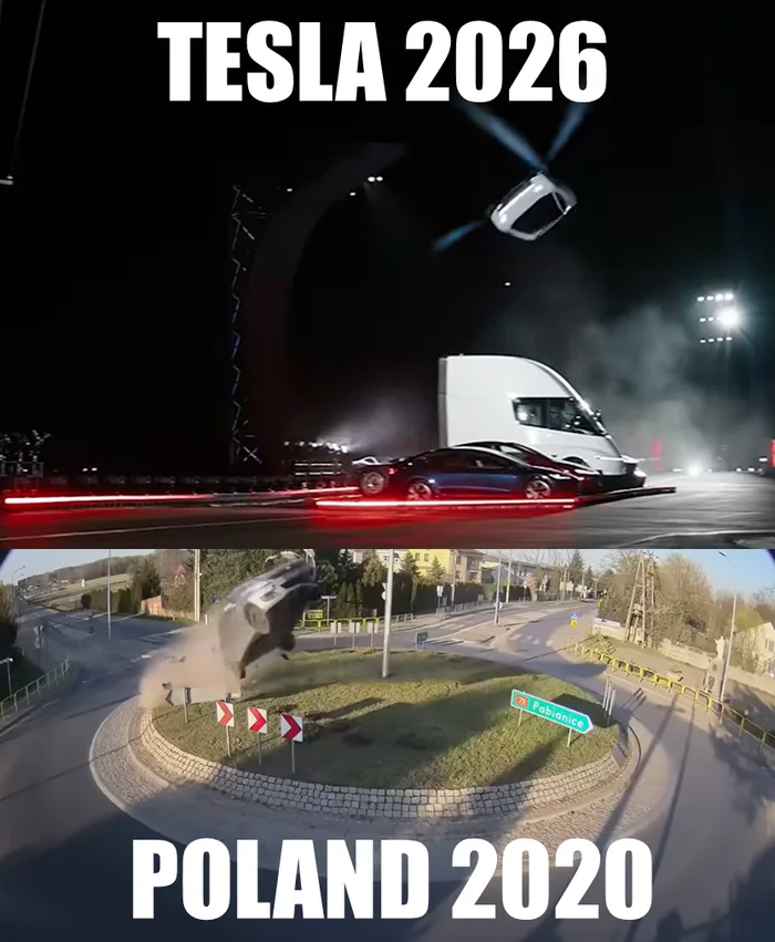 Expectation vs. Reality: Tesla's Future Vision vs. A Polish Roundabout - Memes on Aviaclip