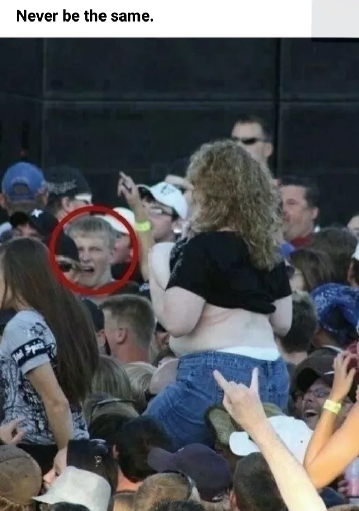 A Concertgoer's Shocked Reaction to a Crowd Member