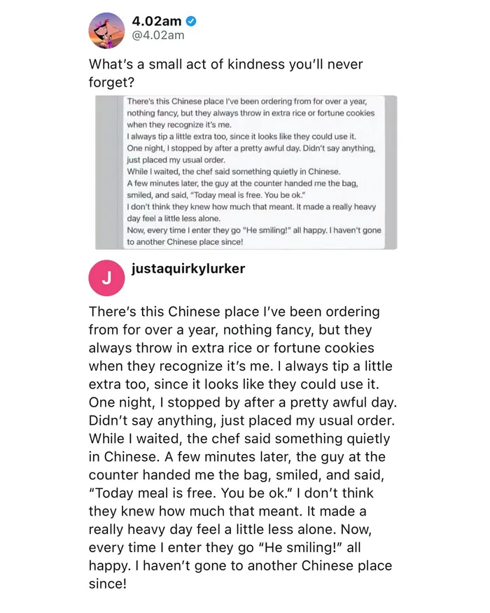 A Heartwarming Story of a Small Act of Kindness at a Local Restaurant - Wholesome on Aviaclip