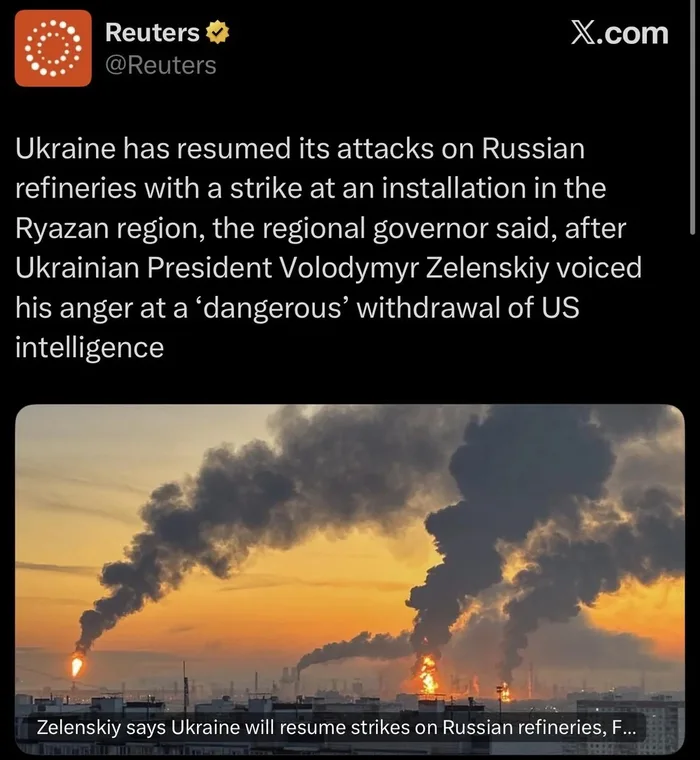 Ukraine Resumes Strikes on Russian Oil Refineries in Ryazan Region