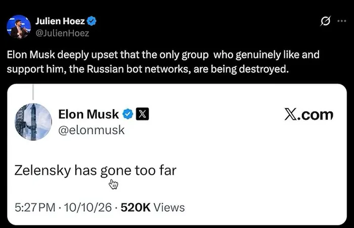 Elon Musk's 'Zelensky Has Gone Too Far' Post Sparks Online Commentary