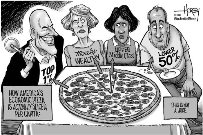 Editorial Cartoon Illustrates Wealth Distribution Concepts