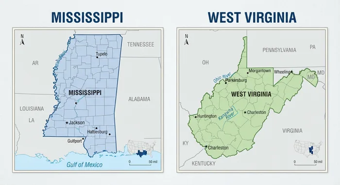 A Geographic Comparison: Mississippi vs. West Virginia