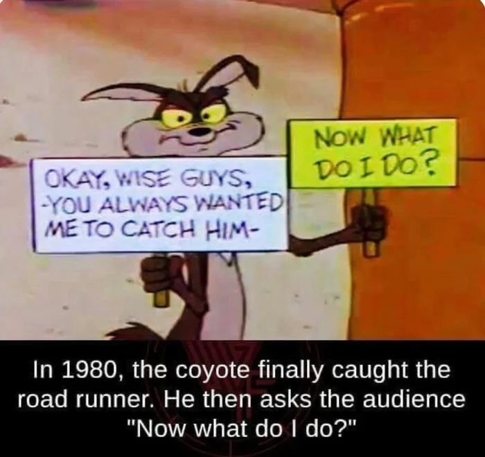 Wile E. Coyote Finally Catches the Road Runner