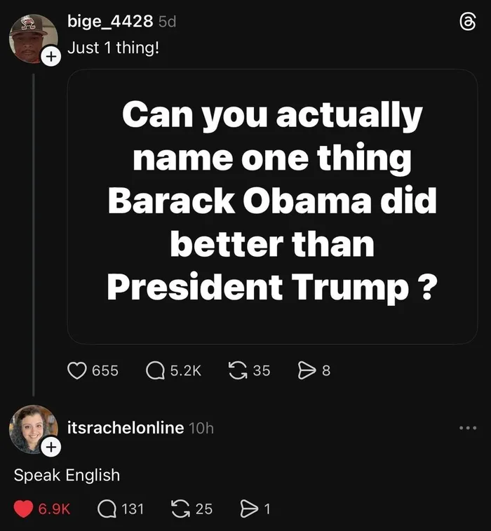 A Viral Social Media Exchange Comparing Obama and Trump