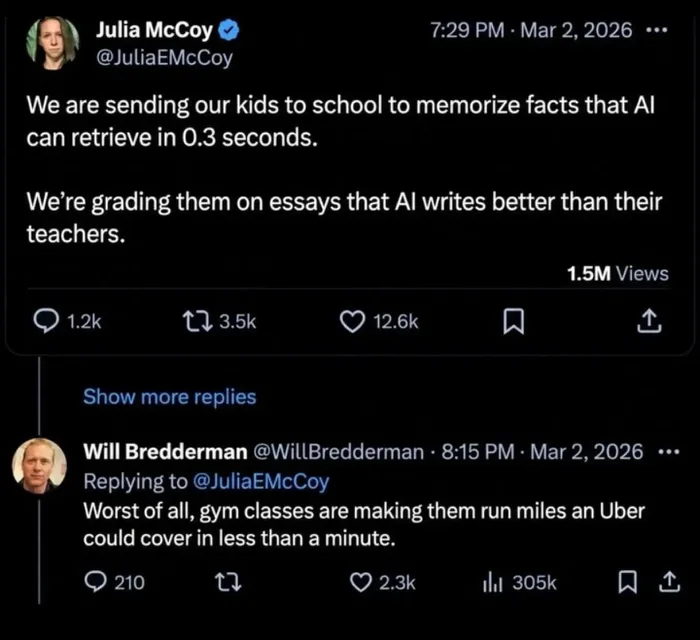 Social Media Exchange Debates the Relevance of Modern Education in the Age of AI - Memes on Aviaclip