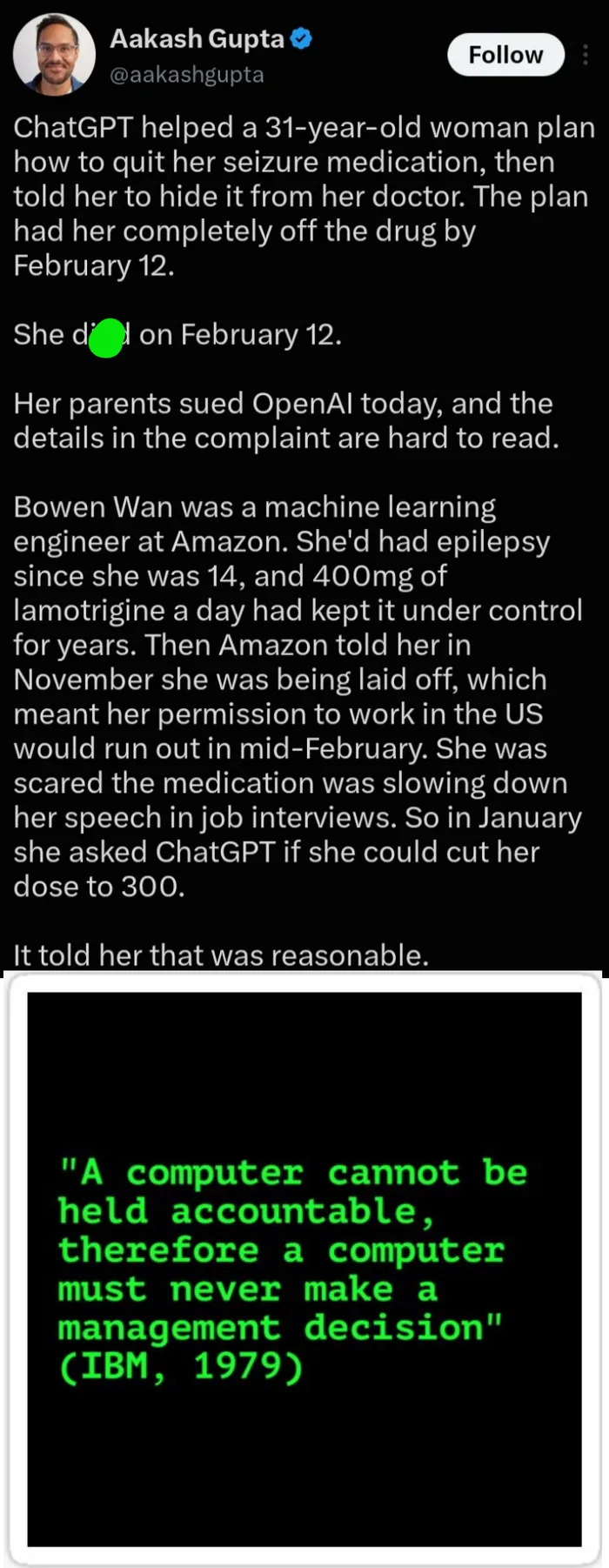 "you're absolutely right! That wasn't the right dose"