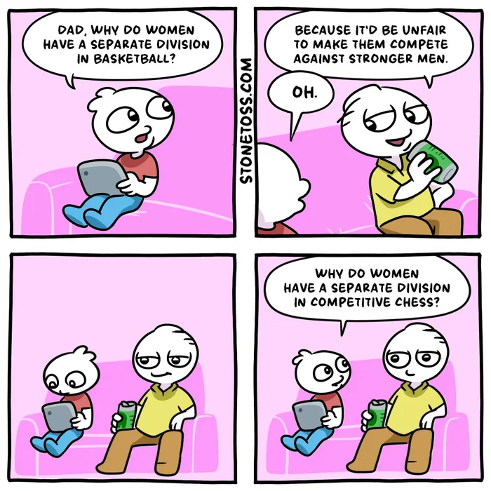 A Comic Strip Comparing Sports and Chess Divisions