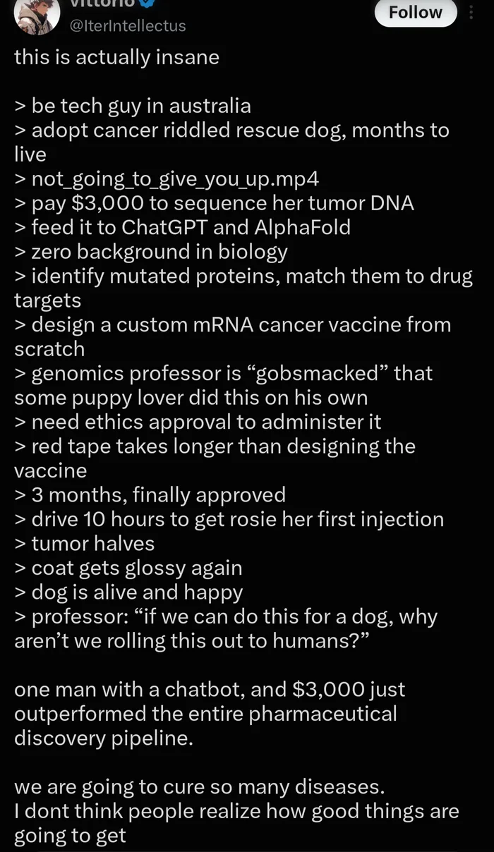 Viral Post Claims Tech Entrepreneur Used AI to Design Custom Cancer Vaccine for Dog