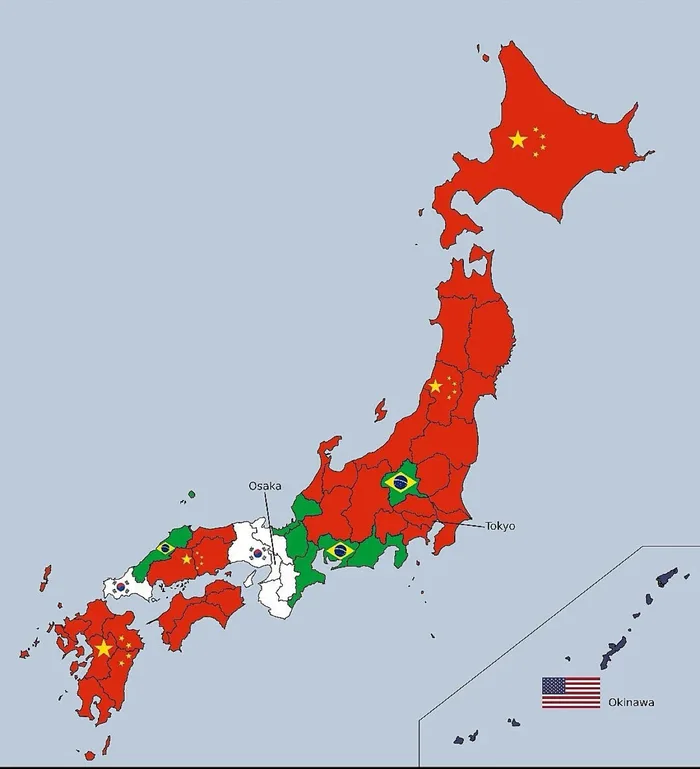 Most common foreign national in each ptrfecture in Japan - Interesting on Aviaclip