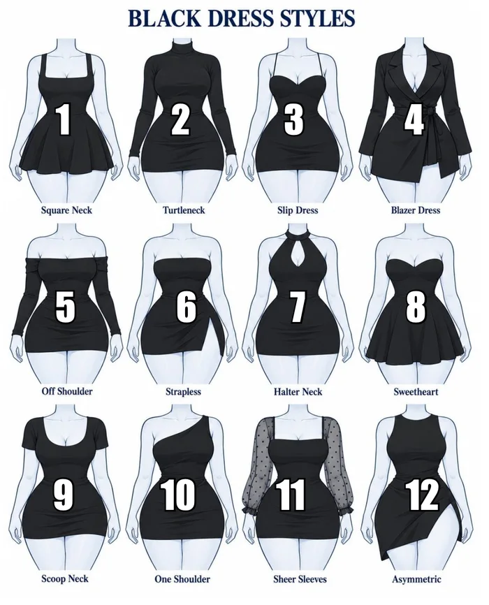A Visual Guide to 12 Different Black Dress Styles
